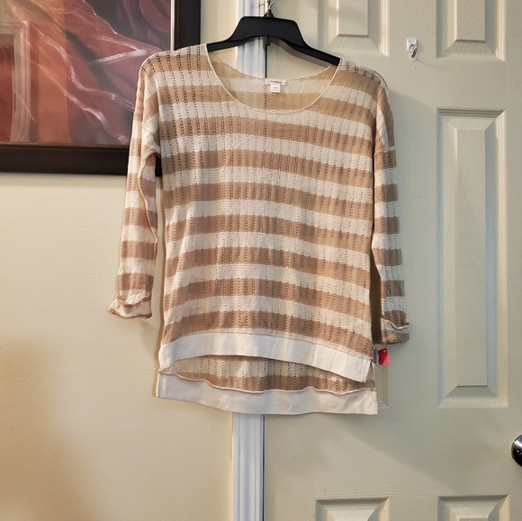 NWT Xhiliration Lightweight Striped Hi/lo Sweater, Size medium - Picture 3 of 11
